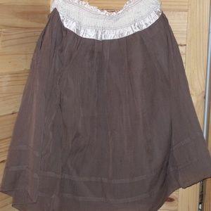 Anthropologie Odille Brown Taupe Pleated Skirt S